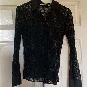 NYCO Eva Mendes Black Lace Button Up